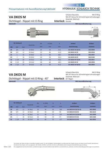 KATALOG Hydraulikschläuche, Armaturen und Zubehör