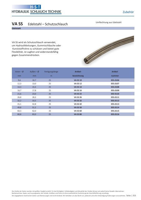 KATALOG Hydraulikschläuche, Armaturen und Zubehör