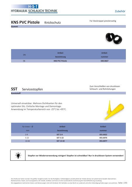 KATALOG Hydraulikschläuche, Armaturen und Zubehör