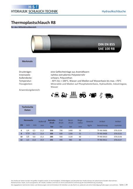 KATALOG Hydraulikschläuche, Armaturen und Zubehör