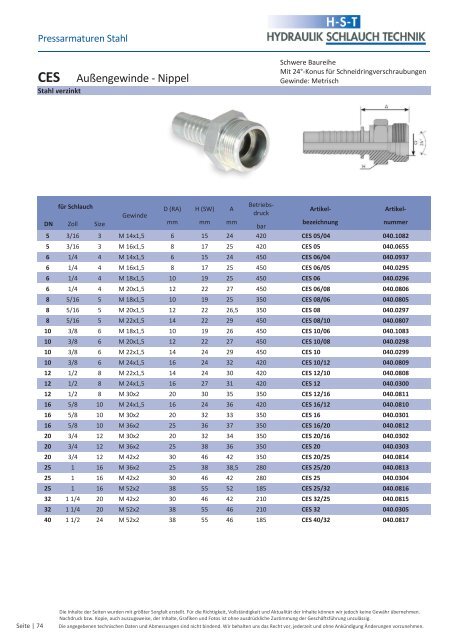 KATALOG Hydraulikschläuche, Armaturen und Zubehör