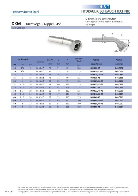 KATALOG Hydraulikschläuche, Armaturen und Zubehör