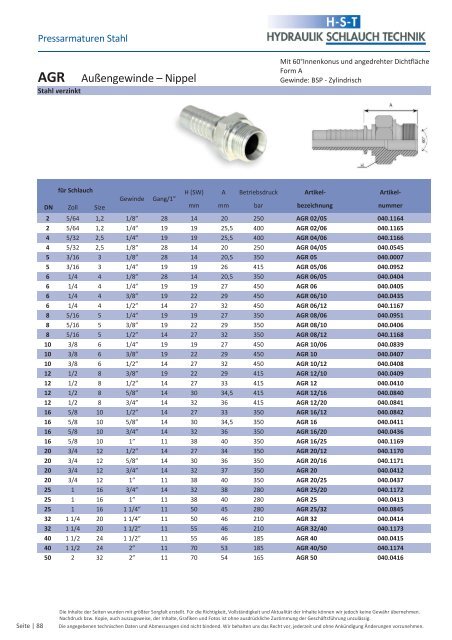 KATALOG Hydraulikschläuche, Armaturen und Zubehör