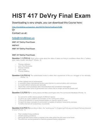 HIST 417 DeVry Final Exam