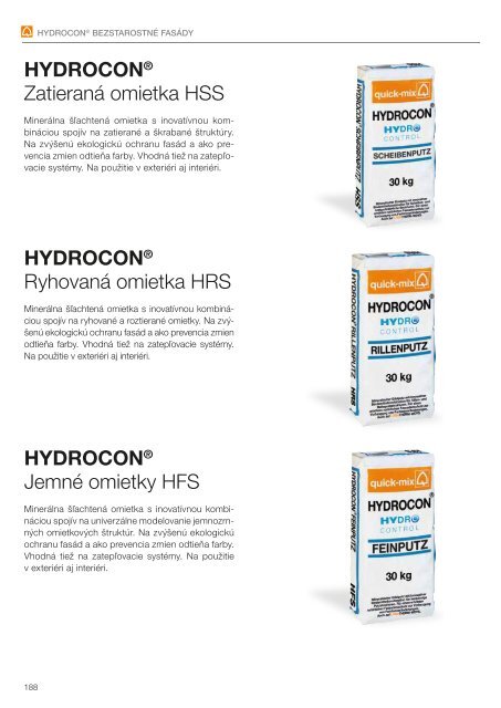 Hydrocon pre bezstarostné fasády - SK