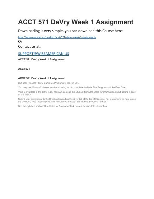 ACCT 571 DeVry Week 1 Assignment