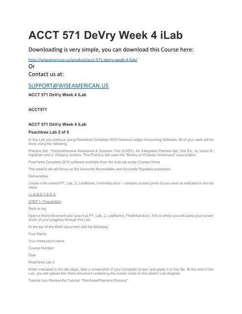 ACCT 571 DeVry Week 4 iLab