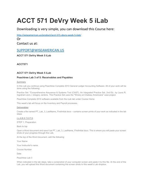ACCT 571 DeVry Week 5 iLab