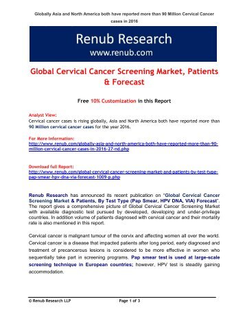 Globally Asia and North America both have reported more than 90 Million Cervical Cancer cases in 2016