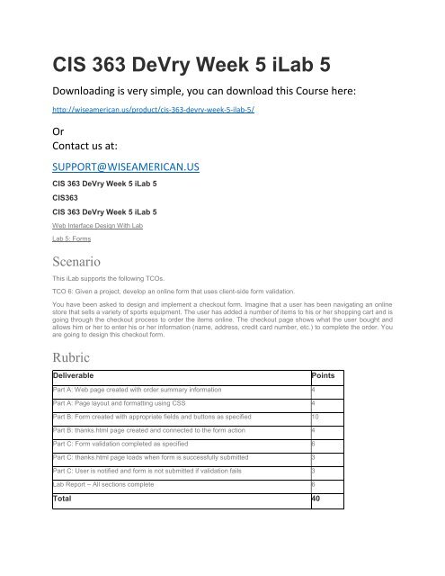 CIS 363 DeVry Week 5 iLab 5