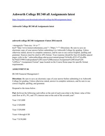 Ashworth College BU340 all Assignments latest