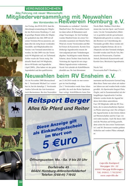 Reiter Spektrum Saar Ausgabe 2-2010