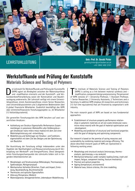 Kunststofftechnik Leoben - Zweijahresbericht 2015 - 2016