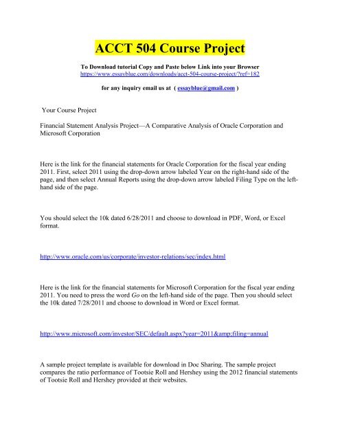 ACCT 504 Course Project