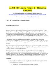 ACCT 505 Course Project 2 – Hampton Company