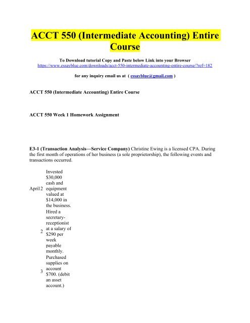 ACCT 550 (Intermediate Accounting) Entire Course