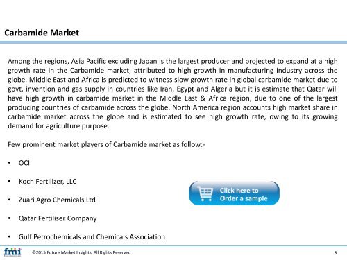 Carbamide Market to Witness Steady Growth During the Forecast Period 2017-2027