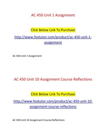 AC 450 All Assignments