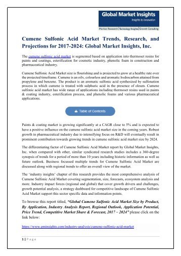 PDF- Cumene Sulfonic Acid Market