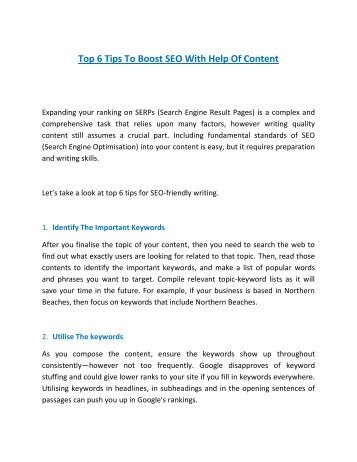 Top 6 Tips To Boost SEO With Help Of Content