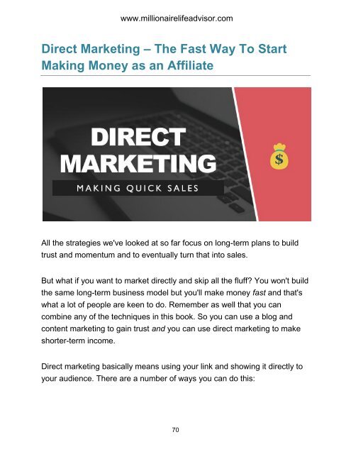 Affiliate Marketing with Millionaire Life Advisor