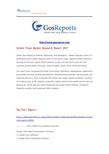 Solder Fluxe Market Research Report 2017