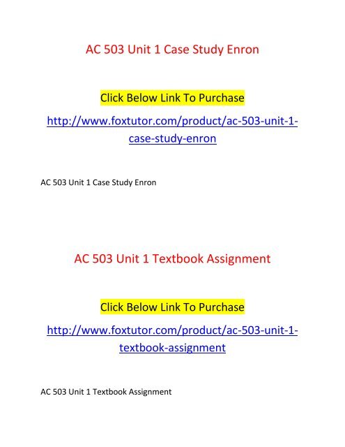 AC 503 All Assignments