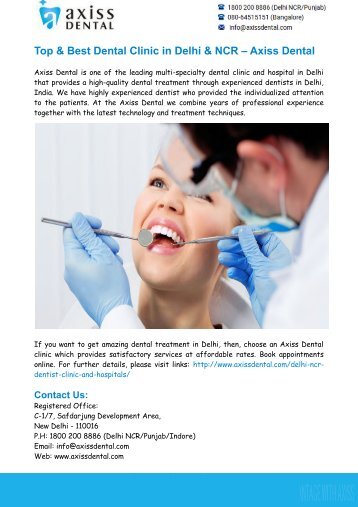 Top & Best Dental Clinic in Delhi & NCR – Axiss Dental