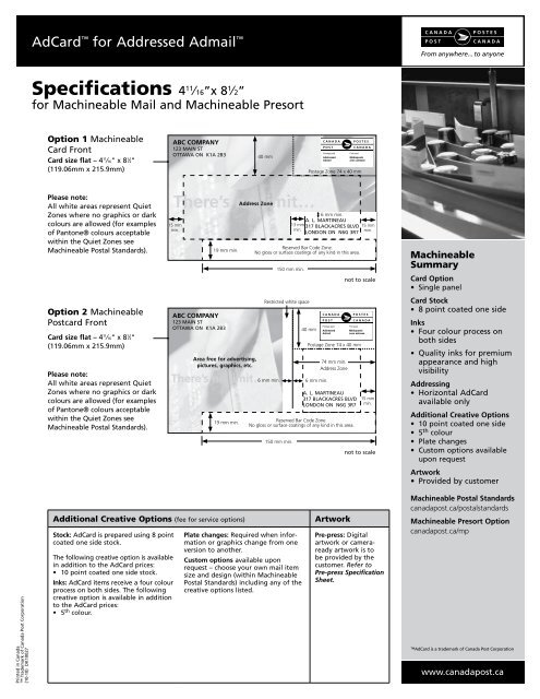 Pre-press Specifications: supplying electronic artwork - Canada Post