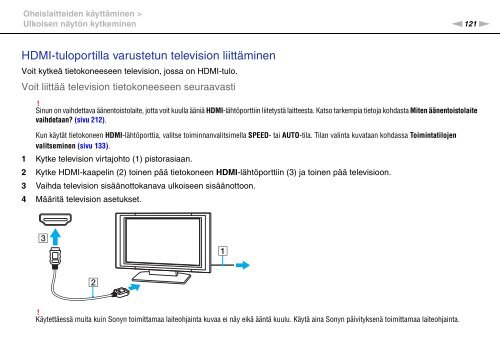 Sony VPCZ13V9R - VPCZ13V9R Mode d'emploi Finlandais