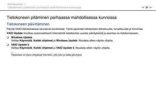 Sony VPCZ13V9R - VPCZ13V9R Mode d'emploi Finlandais