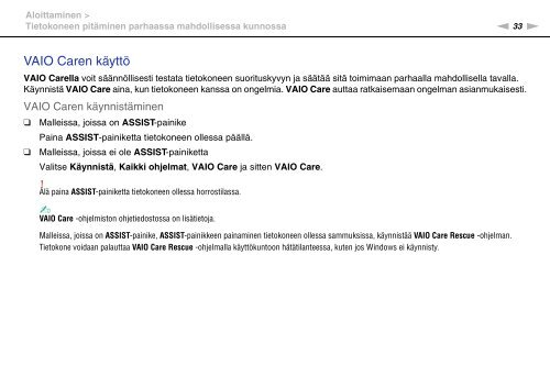 Sony VPCZ13V9R - VPCZ13V9R Mode d'emploi Finlandais