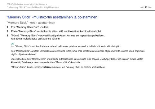 Sony VPCZ13V9R - VPCZ13V9R Mode d'emploi Finlandais