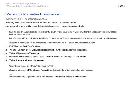 Sony VPCZ13V9R - VPCZ13V9R Mode d'emploi Finlandais