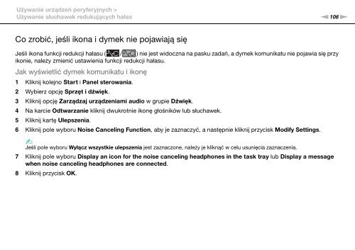 Sony VPCZ13V9R - VPCZ13V9R Mode d'emploi Polonais