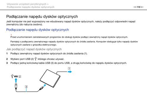 Sony VPCZ13V9R - VPCZ13V9R Mode d'emploi Polonais