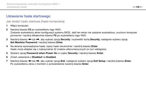 Sony VPCZ13V9R - VPCZ13V9R Mode d'emploi Polonais