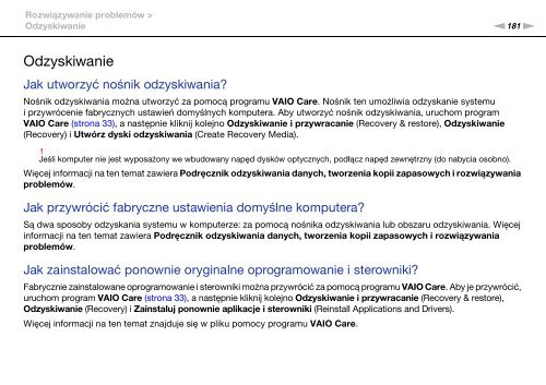 Sony VPCZ13V9R - VPCZ13V9R Mode d'emploi Polonais