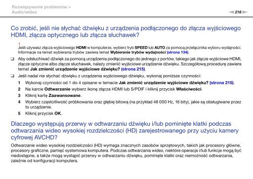 Sony VPCZ13V9R - VPCZ13V9R Mode d'emploi Polonais