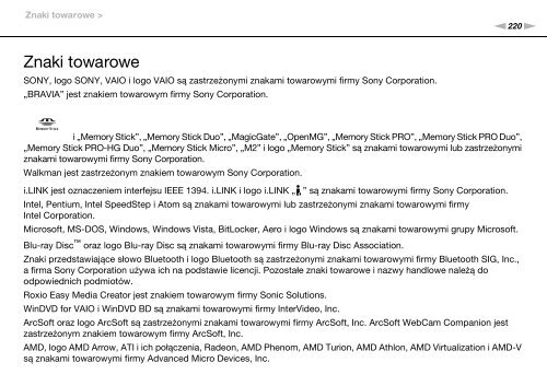 Sony VPCZ13V9R - VPCZ13V9R Mode d'emploi Polonais