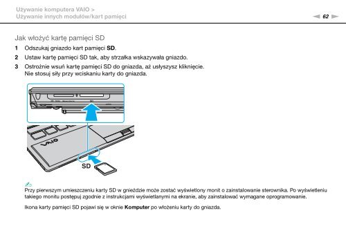 Sony VPCZ13V9R - VPCZ13V9R Mode d'emploi Polonais