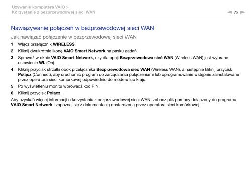 Sony VPCZ13V9R - VPCZ13V9R Mode d'emploi Polonais