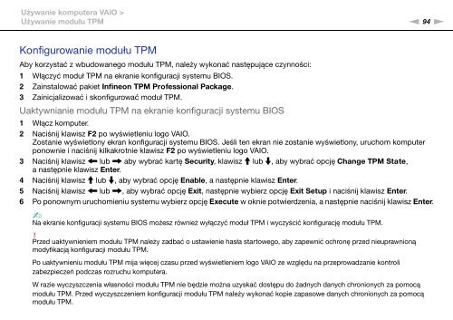 Sony VPCZ13V9R - VPCZ13V9R Mode d'emploi Polonais