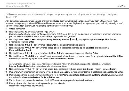 Sony VPCZ13V9R - VPCZ13V9R Mode d'emploi Polonais