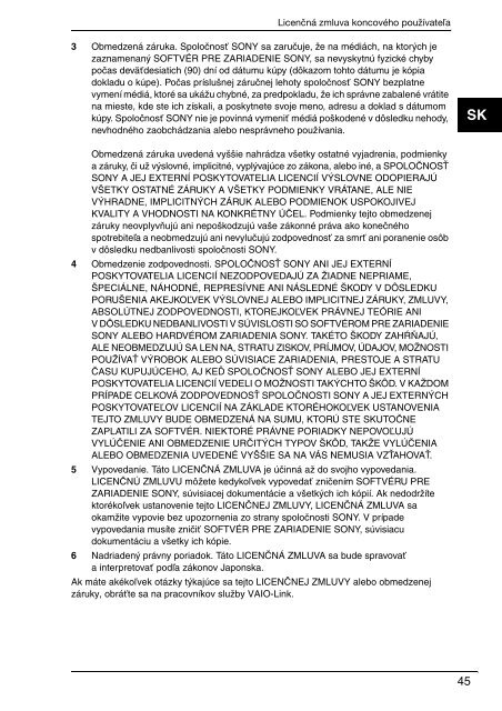 Sony VGN-AW3XRY - VGN-AW3XRY Documents de garantie Slovaque