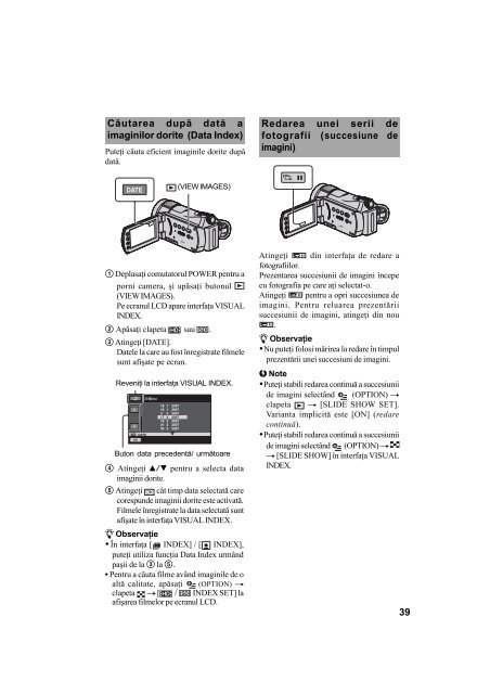 Sony HDR-CX7E - HDR-CX7E Mode d'emploi Roumain