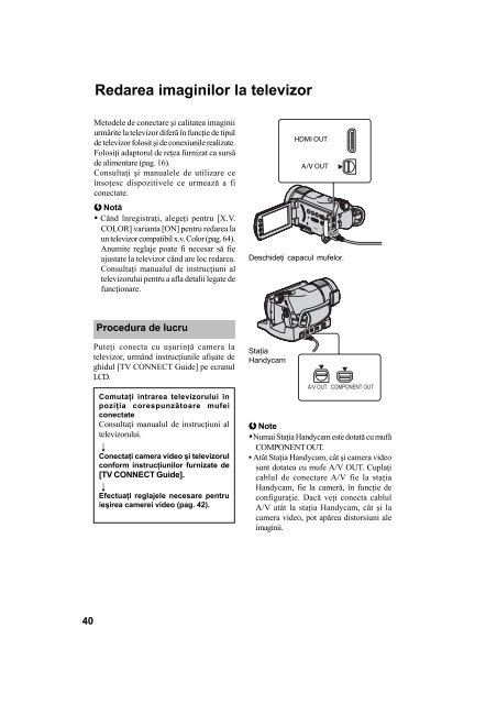 Sony HDR-CX7E - HDR-CX7E Mode d'emploi Roumain