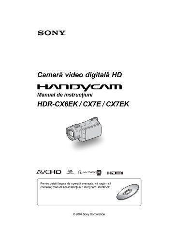 Sony HDR-CX7E - HDR-CX7E Mode d'emploi Roumain