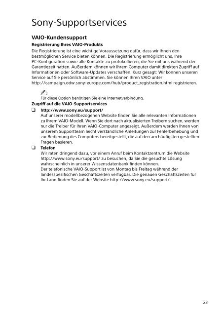 Sony SVF1521T2E - SVF1521T2E Documents de garantie Allemand