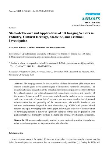 State-of-The-Art and Applications of 3D Imaging ... - MDPI.com